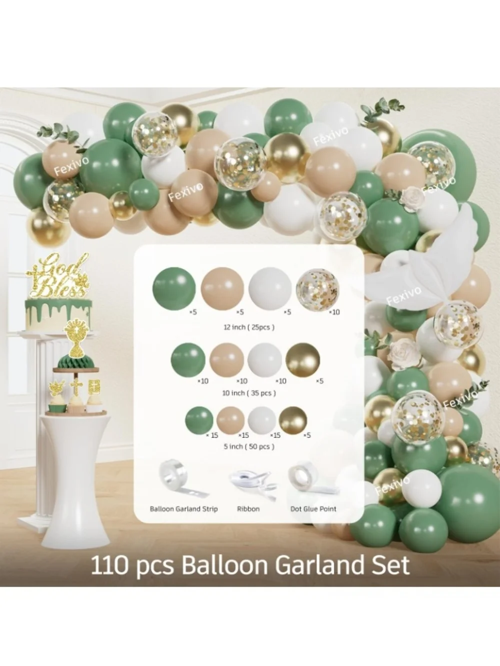 294pcs Baptism Decorations